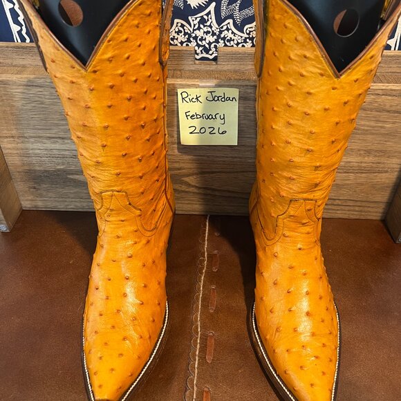 J&J Specialty Boot Co. FULL FQ Ostrich Cowboy Boots in men\'s size 11D main image 5